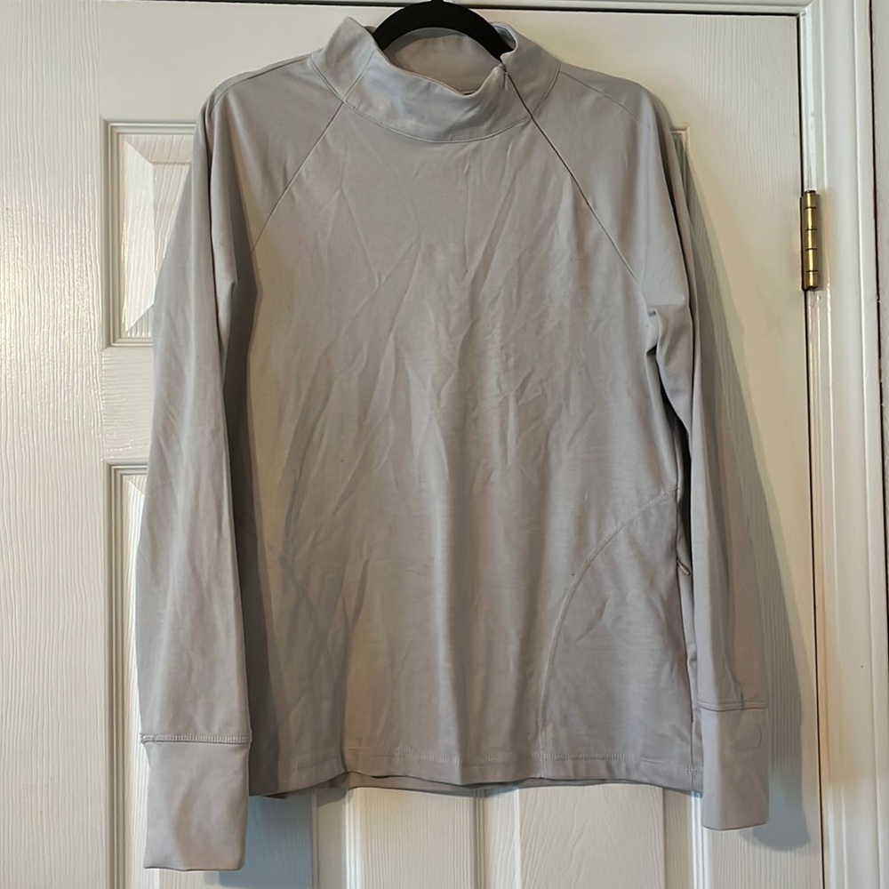 Yogalicious long sleeve zip neck yoga top LIGHT GREY XL